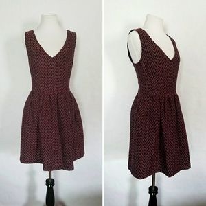 Red and Blue Sleeveless Fit and Flare Dress